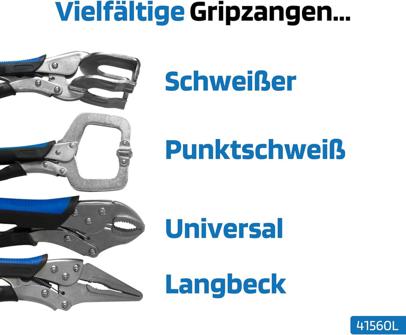 SW-Stahl 41560L Gripzangen Satz 16-teilig I Universalzange, Schweisszange, Langbeck Zange, Punktschw