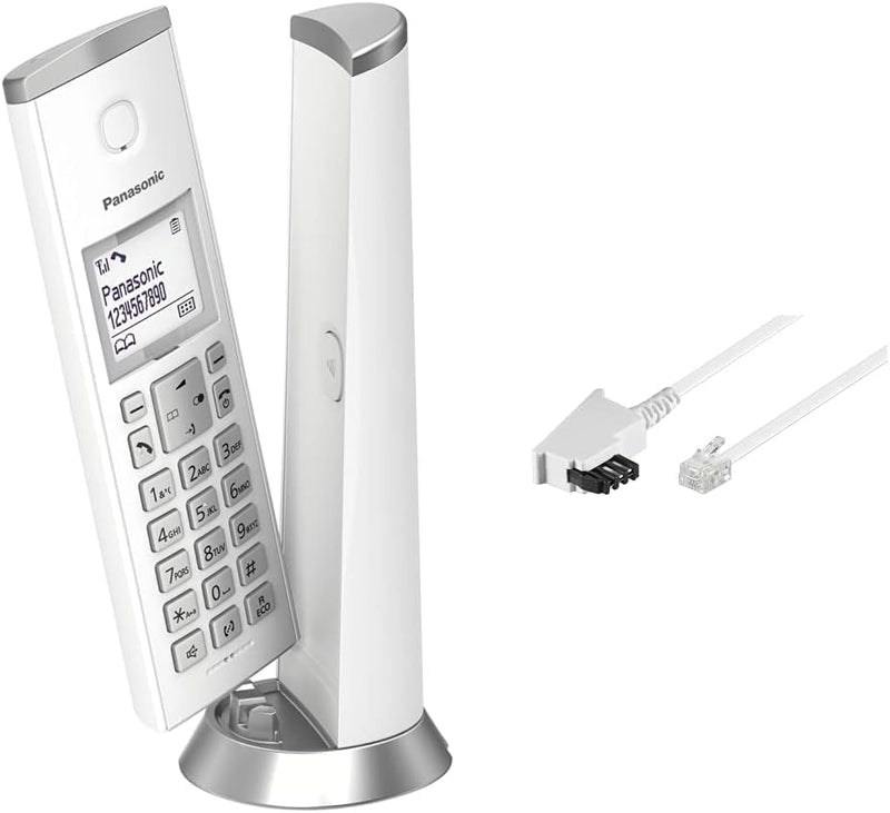 Panasonic KX-TGK210 DECT-Telefon Anrufer-Identifikation Weiss & goobay TAE Anschluss-Kabel (TAE-F St