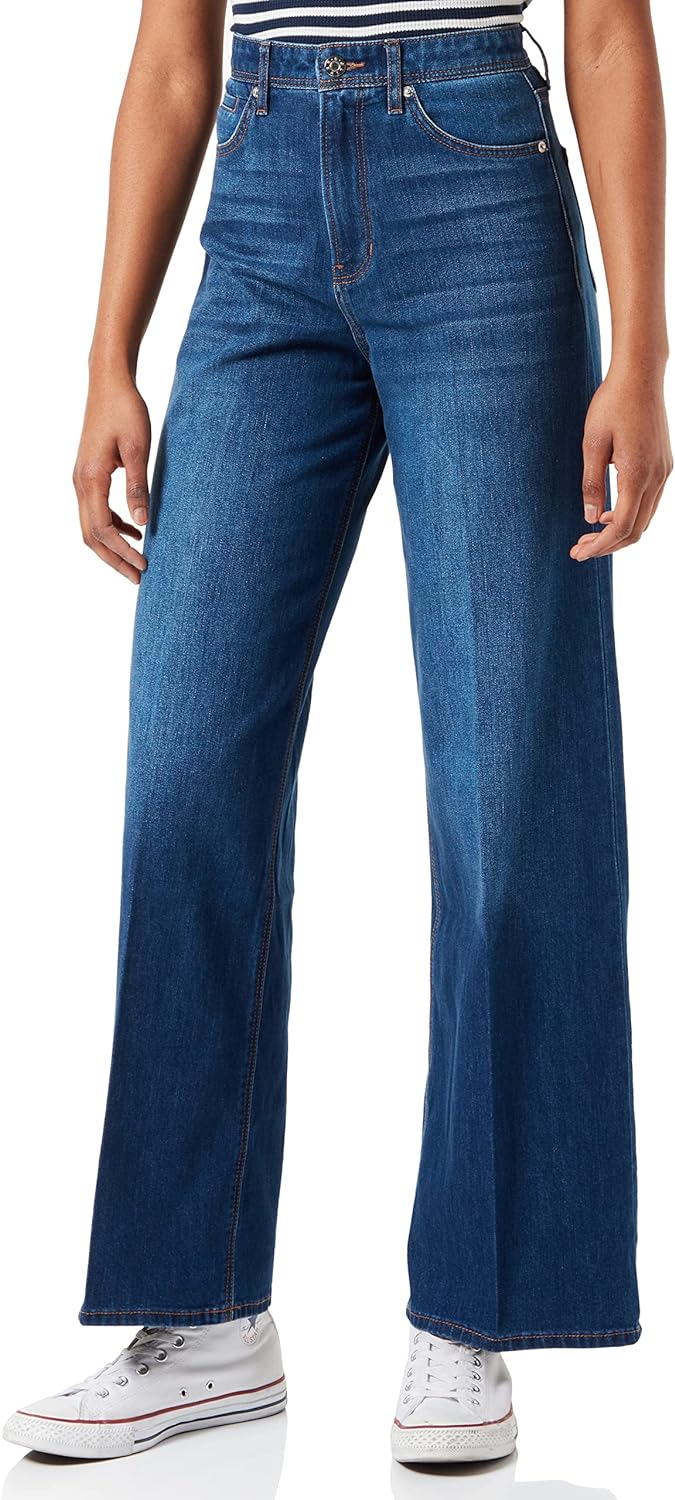 s.Oliver Damen Regular: Jeans-Culotte 34W / 30L Blue Stretched Den, 34W / 30L Blue Stretched Den