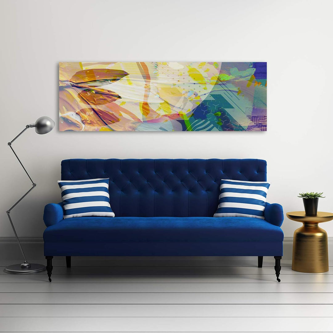Wanddeko Abstraktion Kunst modern Bilder Kunst werk mehrfarbig 140x45 cm Deco panel 140x45 cm A, Dec