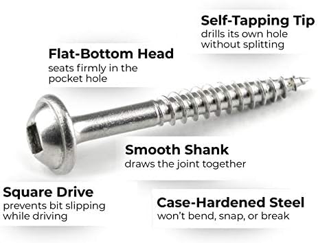 Silverline Zinc Pocket-Hole Screws Washer Head - Coarse