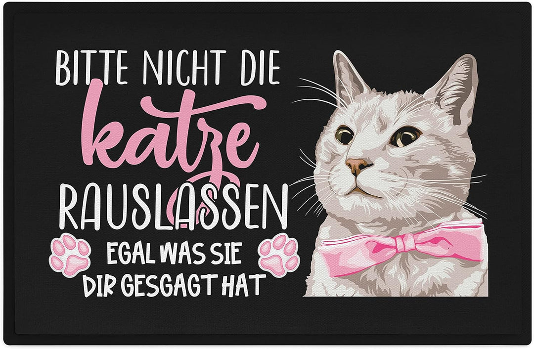 Trendation - Katzen Fussmatte Spruch Geschenk Katzenbesitzer Willkommen Aussen und Innenbereich 60x4