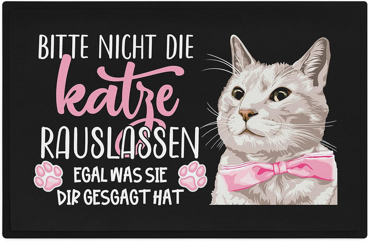 Trendation - Katzen Fussmatte Spruch Geschenk Katzenbesitzer Willkommen Aussen und Innenbereich 60x4