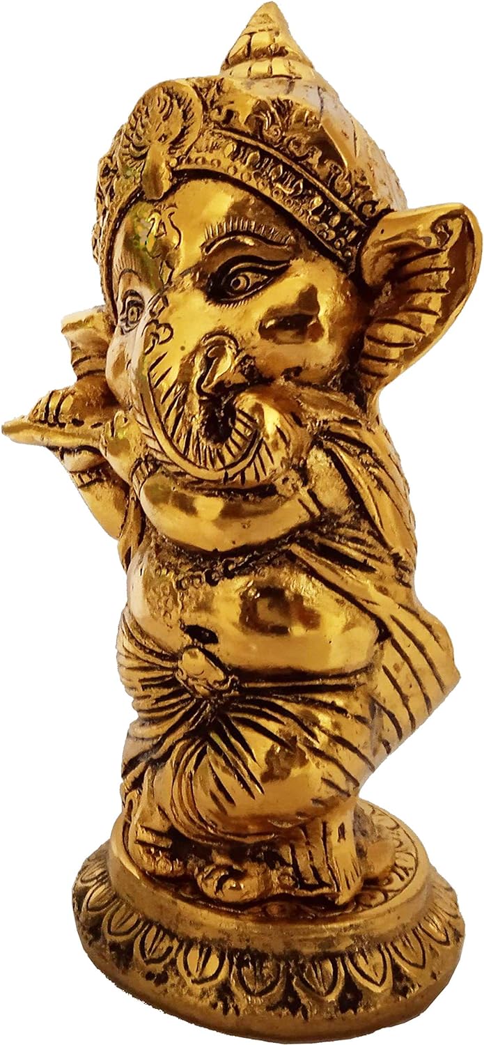 Purpledip Metallstatue Ganesha Ganapti Spielflöte (12267)