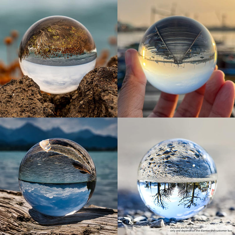 Navaris Glaskugel Fotografie Kugel aus K9 Glas - Fotokugel mit Ständer - Kristallkugel Klare Kristal