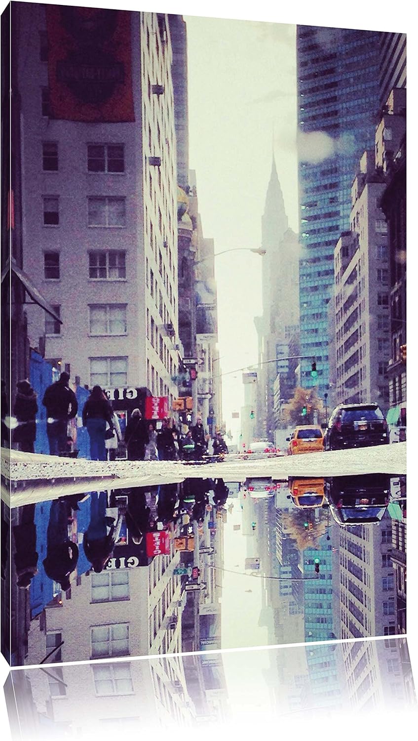 New York Times Square, Format: 100x70 auf Leinwand, XXL riesige Bilder fertig gerahmt mit Keilrahmen