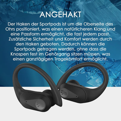 Boompods SportPods Ocean, Nachhaltige In Ear Kopfhörer kabellos, Bluetooth Kopfhörer Sport - Sportko