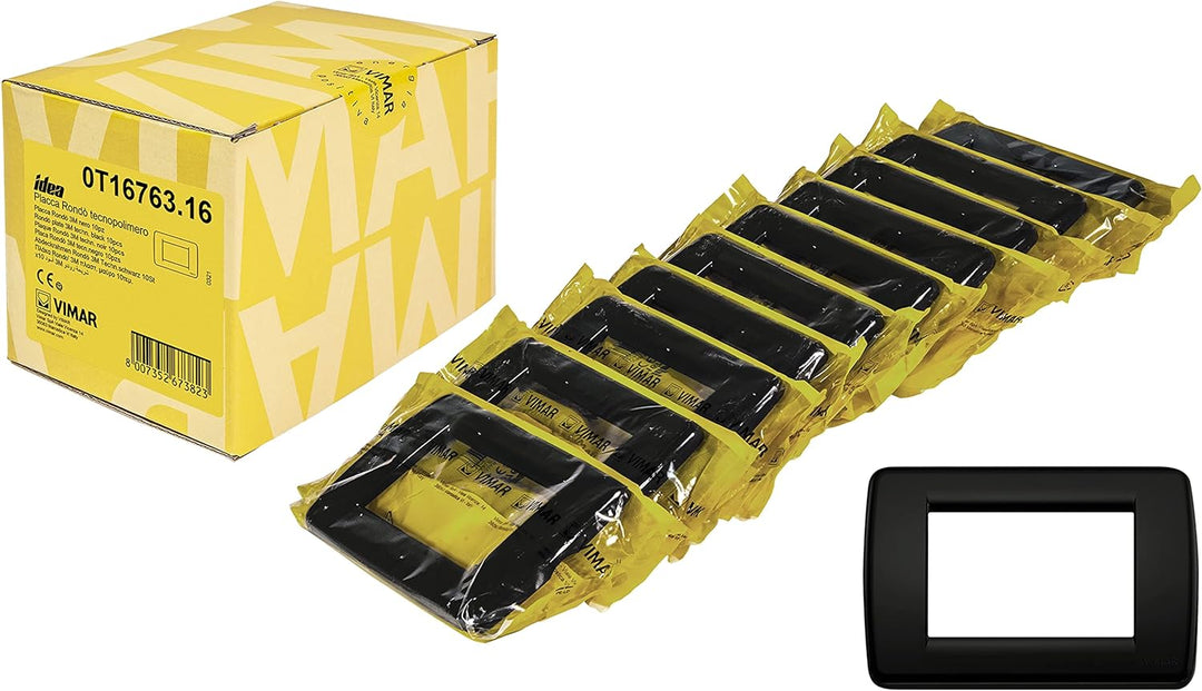 Vimar 0T16763.16 Idea Rondò 3 Module Technopolymer, 10 Stück, schwarz 10 Pezzi, 10 Pezzi