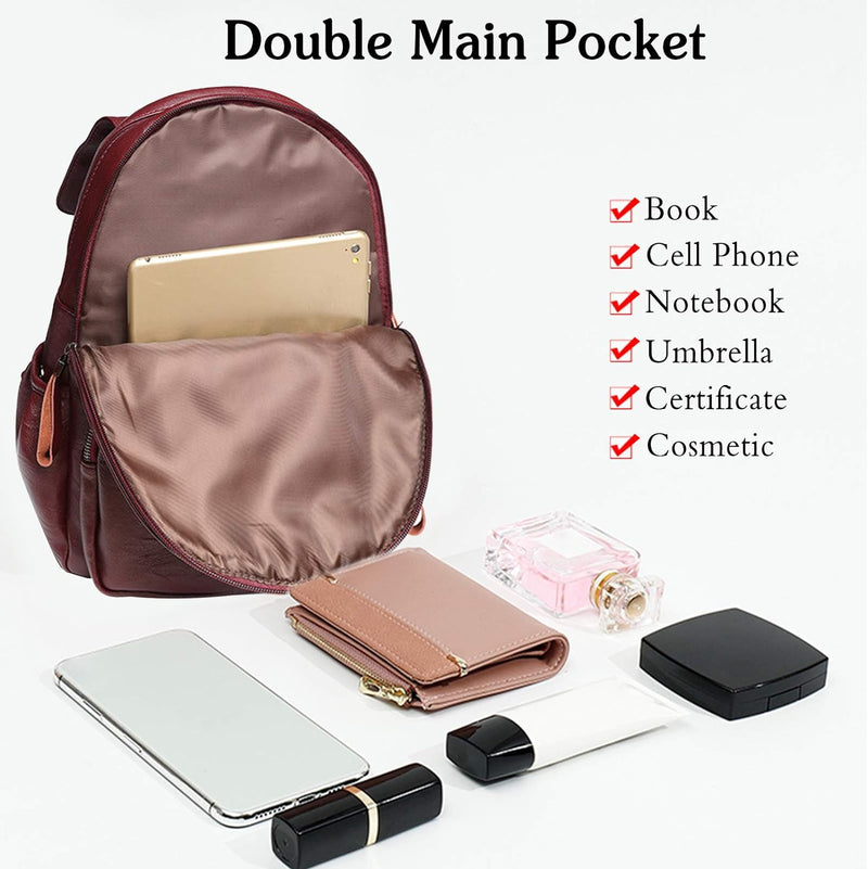 FANDARE Echtes Leder Rucksack Damen Stylisch Rucksäcke Wasserdicht Daypack Schultasche für Universit