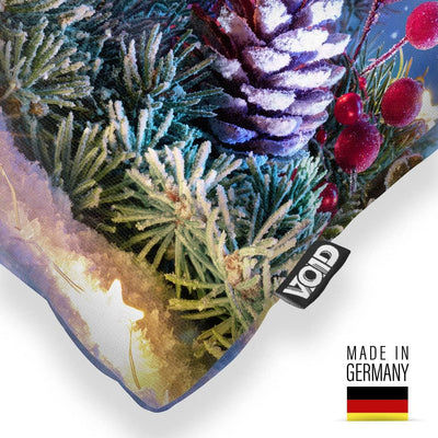 VOID Adventskerzen Kranz Winter Kissenbezug Kissenhülle Sofakissen Kissen Deko Weihnachten Winter We