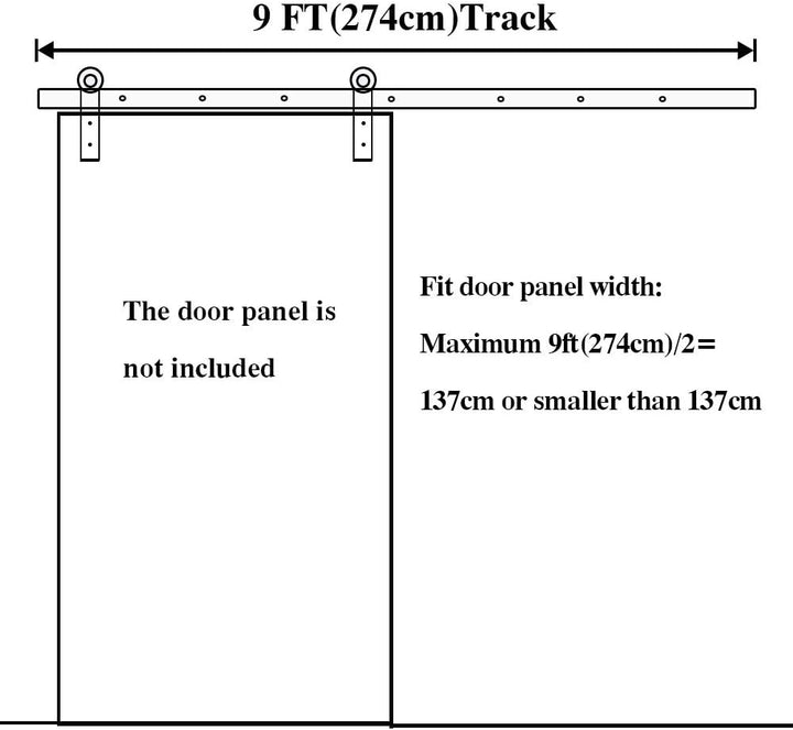 9FT/274 cm Schiebetür Kit Barn Door Hardware Schiebetuerbeschlag Set Hängeschiene Schiebetürsystem f