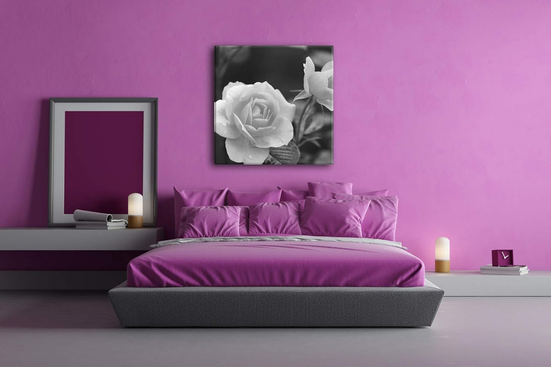 deyoli schöne orangene Blumen im Format: 70x70 Effekt: Schwarz&Weiss als Leinwandbild, Motiv auf Ech