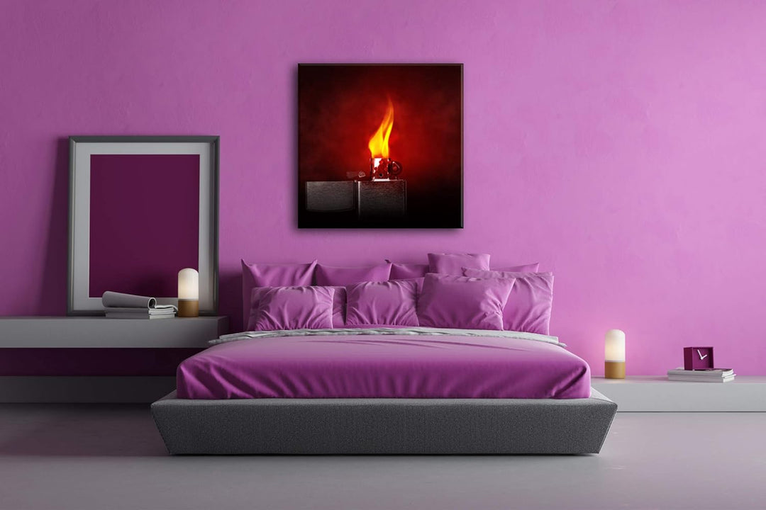 deyoli Dark metallisches Feuerzeug Format: 70x70 als Leinwandbild, Motiv fertig gerahmt auf Echtholz