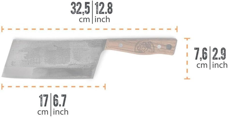 Petromax Hackmesser - handgefertigt in Solingen - Messer aus rostfreiem Stahl mit Oxidschicht - Küch