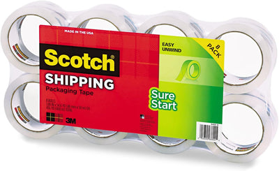 Scotch 34508 Verpackung Klebeband, Value Pack, 1–7/20,3 cm x54.6 Yards, 8 Rollen/PK, CL