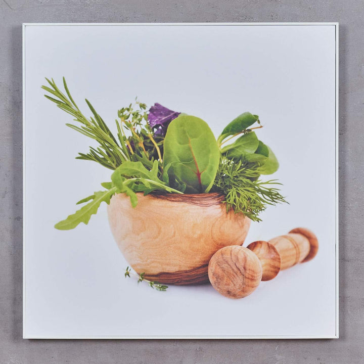 levandeo Wandbild 50x50cm PVC Rahmen Weiss Küche Kräuter Küchendeko Wanddeko Bild Deko