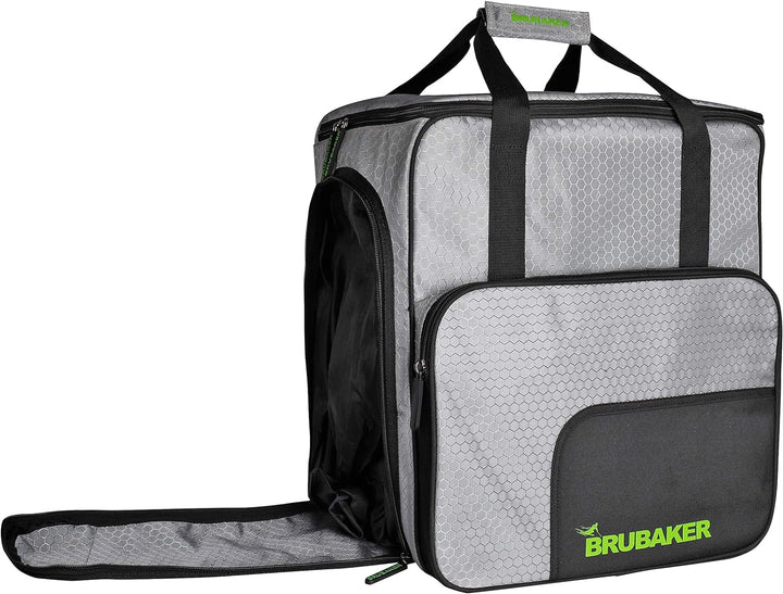 BRUBAKER SuperTec Skischuhtasche Helmtasche Rucksack mit Schuhfach - Silber Grün