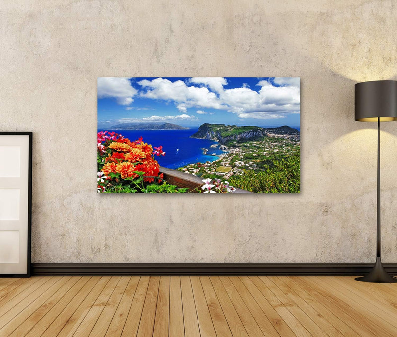 Bild Bilder auf Leinwand malerische Insel Capri Italien Wandbild Poster Leinwandbild RDJ 100x57cm, 1