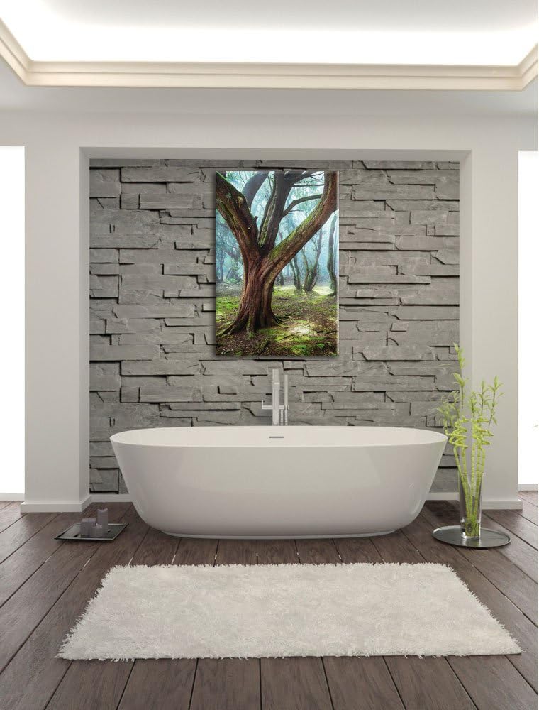 Pixxprint Wald, Format: 100x70 auf Leinwand, XXL riesige Bilder fertig gerahmt mit Keilrahmen, Kunst