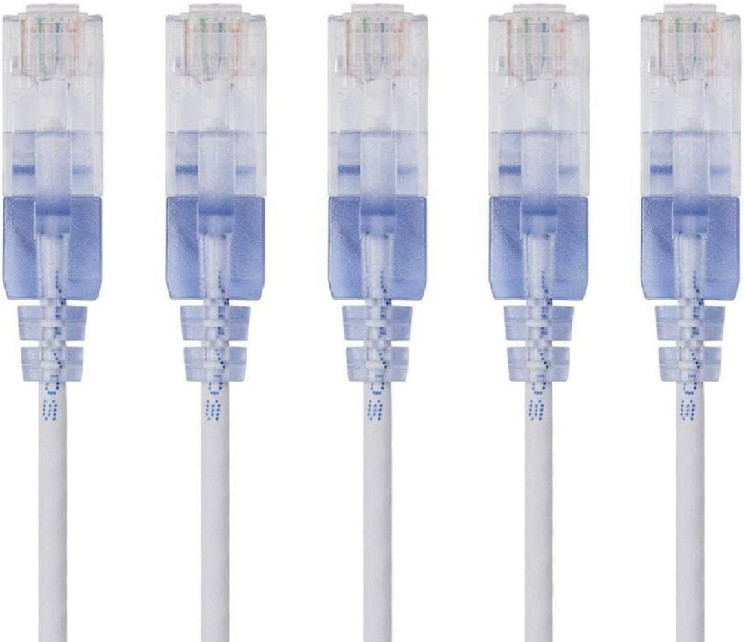 Monoprice Cat6A Ethernet-Netzwerk-Patchkabel, 15 m, Weiss, 5er-Pack, 10 G – SlimRun Serie 5 Stück 50