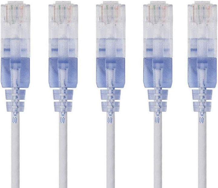 Monoprice Cat6A Ethernet-Netzwerk-Patchkabel, 15 m, Weiss, 5er-Pack, 10 G – SlimRun Serie 5 Stück 50