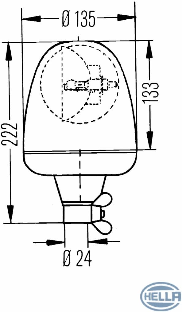 HELLA - Halogen-Rundumkennleuchte - KL Rotaflex - 12V - Gelb - Rohrstutzen - Menge: 1 - 2RL 006 846-