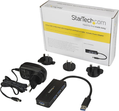 StarTech.com USB 3.0 Hub 4 Port - mit Ladeanschluss - inkl. Netzteil - USB Port Erweiterung - USB Sp
