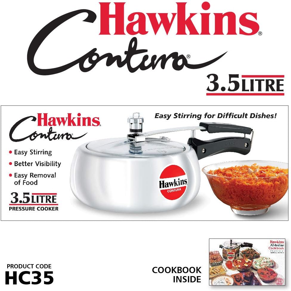 Hawkins HC35 Contura Schnellkochtopf, 3,5 l, Aluminium 3.5 litre, 3.5 litre