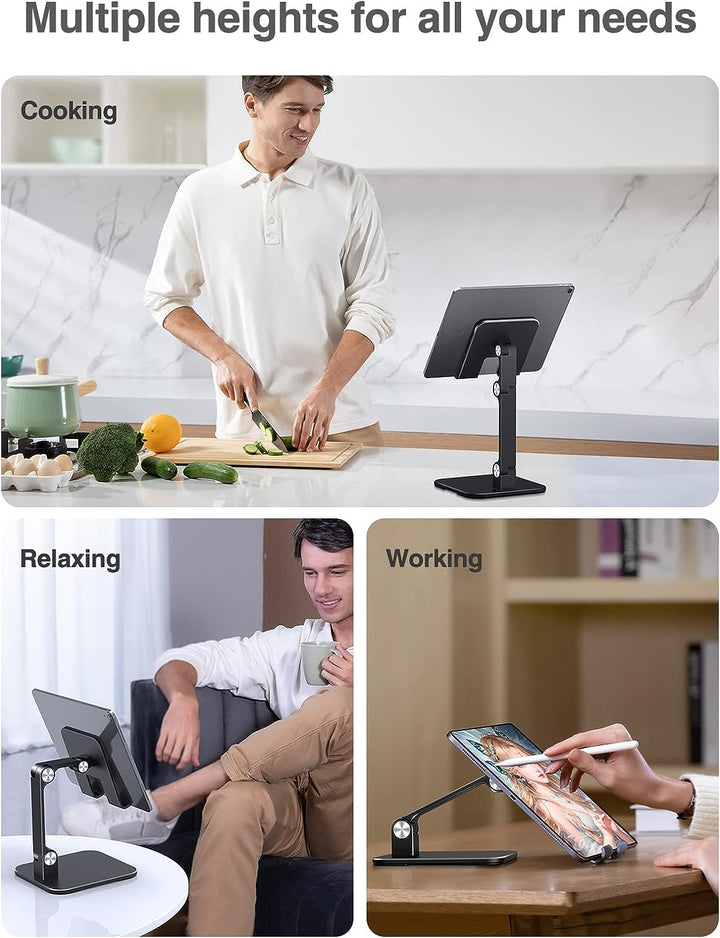 elitehood Aluminum iPad Ständer Höhenverstellbar, Verstellbar Höhe iPad Halterung Tisch, Klappbar Ta