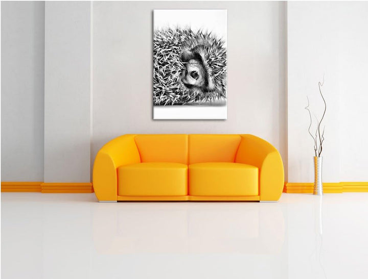 Pixxprint kleines niedliches Igel Baby als Leinwandbild/Grösse: 100x70 cm/Wandbild/Kunstdruck/fertig
