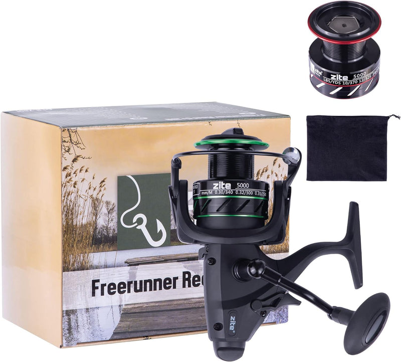 Zite Fishing Freilaufrolle Angeln 5000 5+1BB | Angelrolle mit Freilauf | Freerunner Reel Karpfen Ang