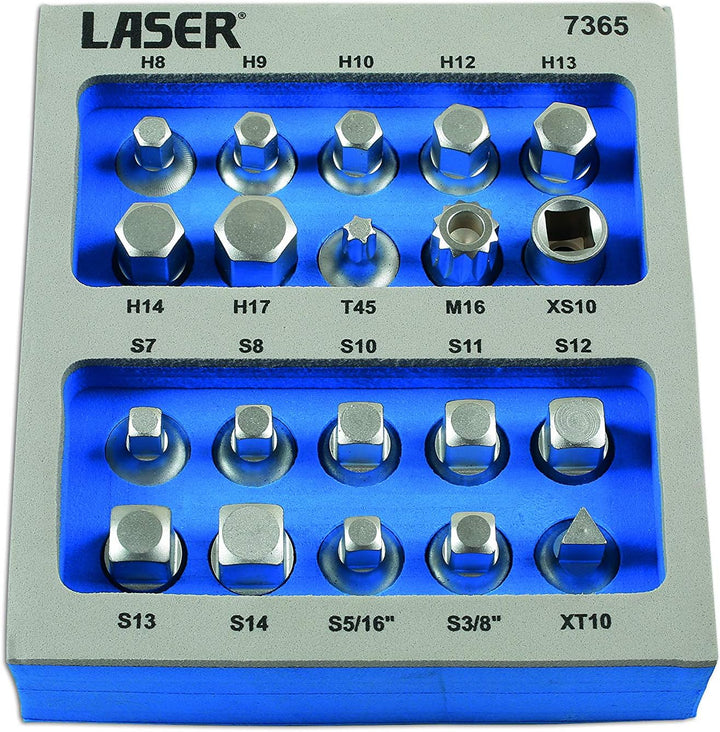 Laser 7365 Ölwannen-Schraubenschlüssel-Set, 3/8 Zoll D, 20-teilig