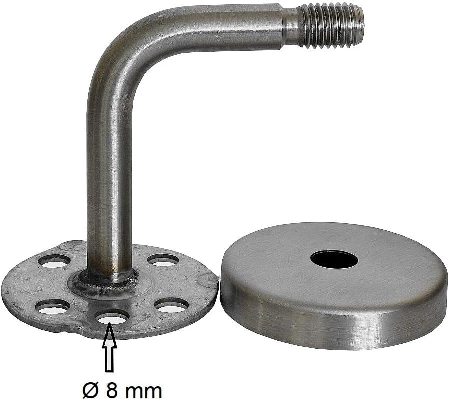 TIBU Eiche Holz Handlauf Geländer 0,3m - 6m, Länge 100 cm, Ende Radius gefräst und 2 gewinkelte Halt