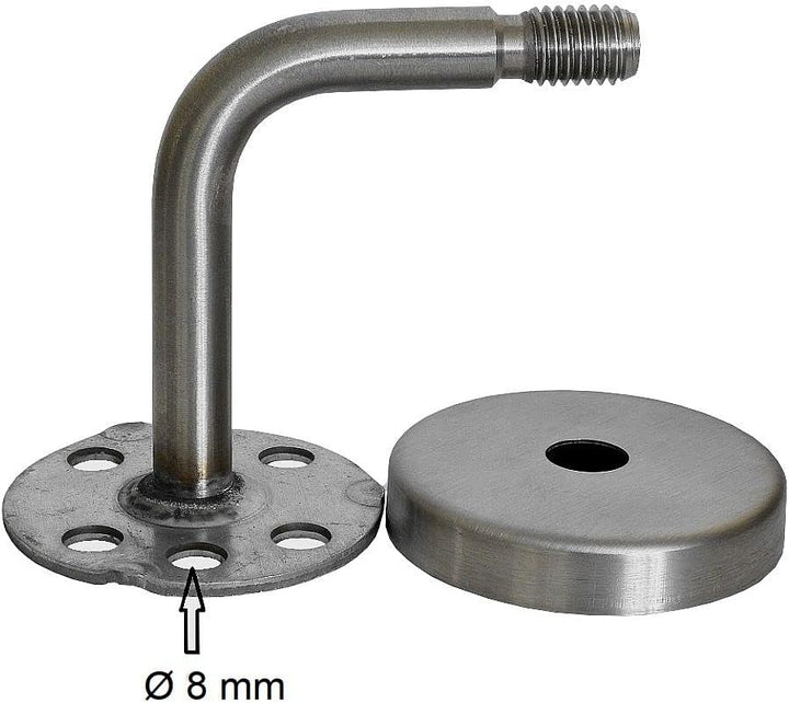 TIBU Eiche Holz Handlauf Geländer 0,3m - 6m, Länge 100 cm, Ende Radius gefräst und 2 gewinkelte Halt