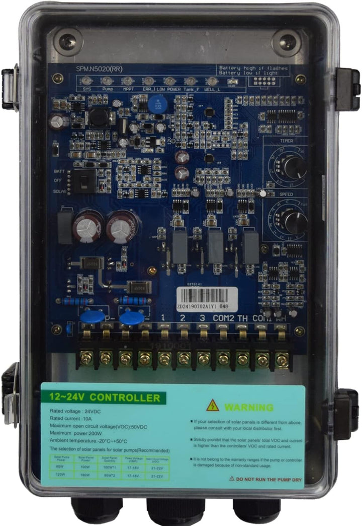 Agora-Tec® 3 Zoll Brunnenpumpe Screw SOLAR DC 80W-0.3-7-12V mit MPPT optimierten Solarladeregler für