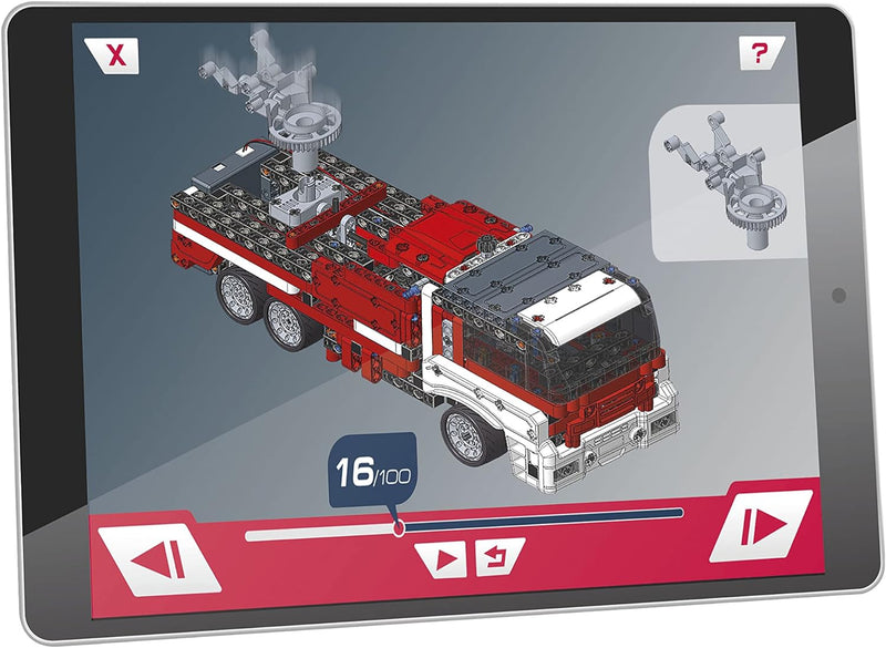 Clementoni - Wissenschaft und Spiel Build - Feuerwehrwagen, Bausteine und Mechanikwerkstatt für Kind