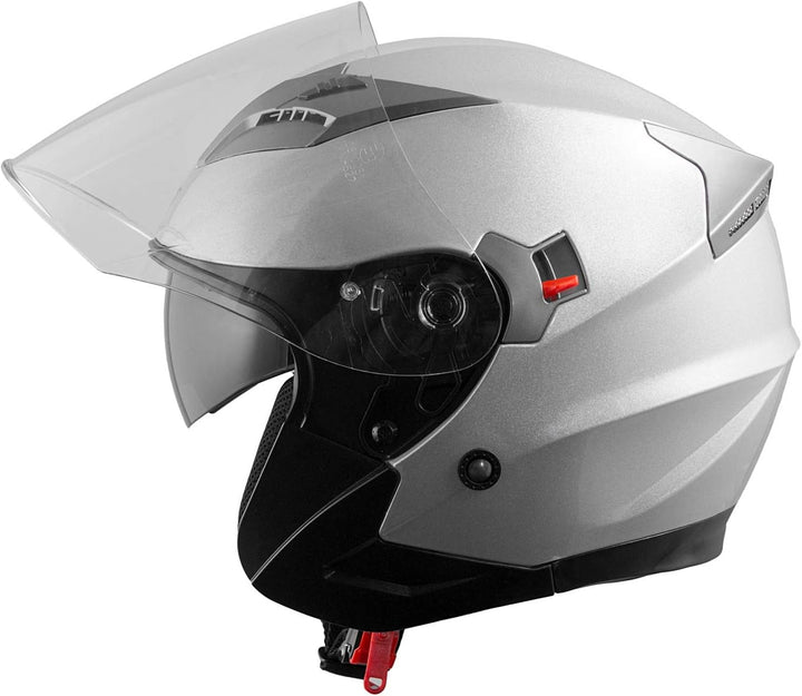 Motorradhelm Helm Sturzhelm Jethelm Roller Innensonnenblende Visier 55-56 cm ( S) Silber, 55-56 cm (
