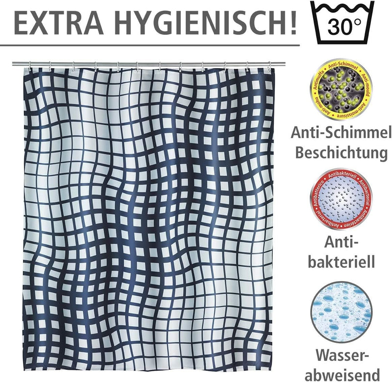 WENKO Anti-Schimmel Duschvorhang Studio, Textil-Vorhang mit Antischimmel Effekt fürs Badezimmer, was