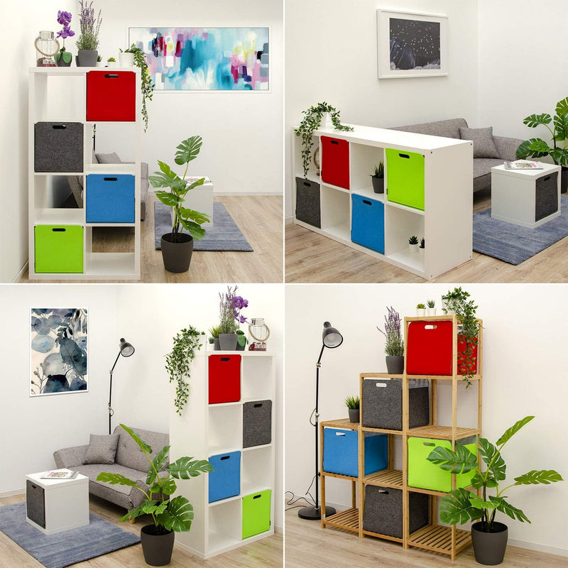 DuneDesign 4er Set: 100% Recycling Filz Aufbewahrungsbox 33x38x33 - Kompatible Boxen für Kallax Rega