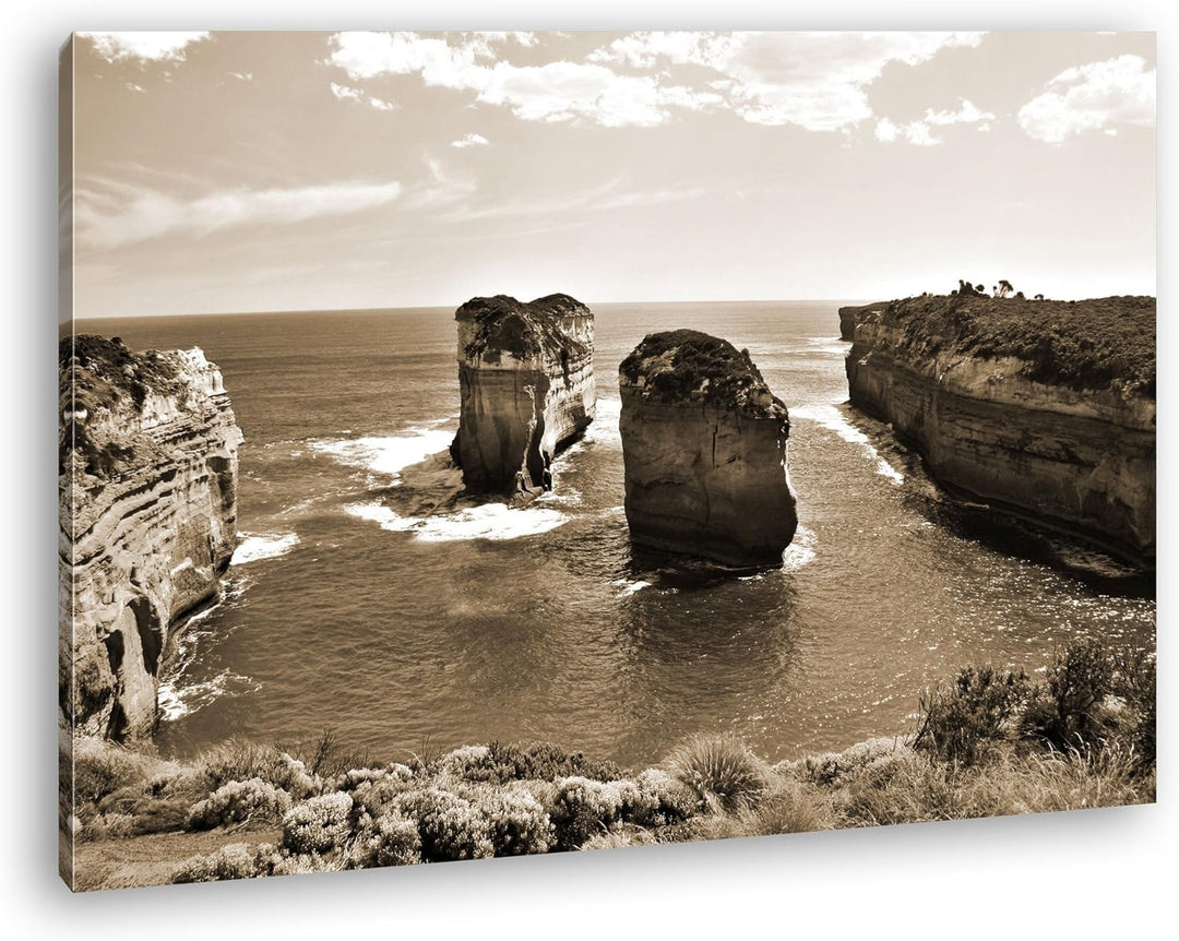 deyoli Felsenküste in Australien Format: 80x60 Effekt: Sepia als Leinwandbild, Motiv fertig gerahmt