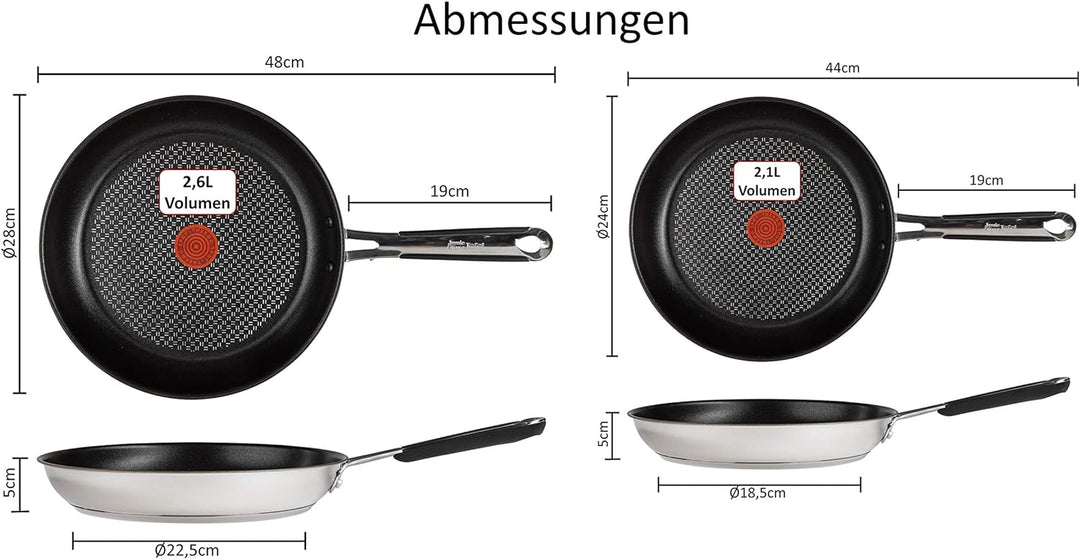Tefal E30 Jamie Oliver Pfannenset Induktion 4 tlg -SET9- Edelstahl Pfanne 28 cm gross + Pfanne 24 cm