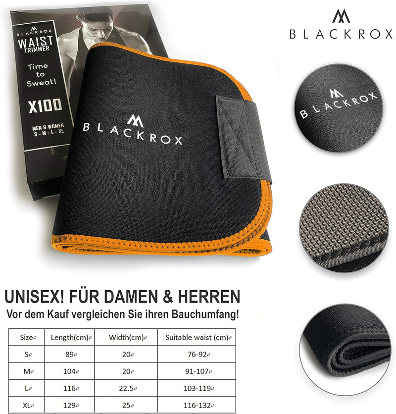 BLACKROX Trimm Your Waist Fitnessgürtel Vergleichssieger Damen & Herren,Schwitzgürtel zur Fettverbre