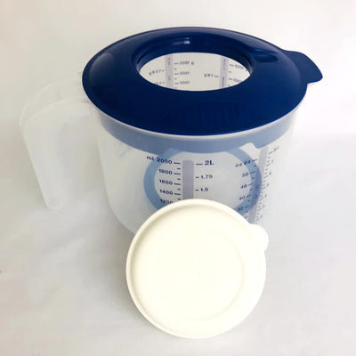 Tupperware Backen Rühr-Mix Messbecher Candy 2,0 L Rührbecher Backhelfer D216 dunkel blau weiss (Kuns