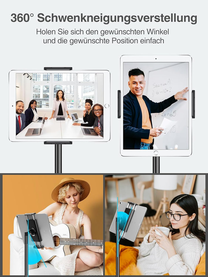 Elitehood Aluminium Tablet Stativ Halterung, iPad Ständer - Höhenverstellbar bis 65'' Halter Stativ