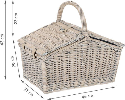 anndora Picknickkorb 4 Personen Weidenkorb Henkelkorb beige + Zubehör 23 TLG. Beige - Blau Weiss, Be