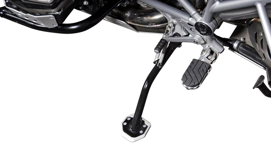 SW-MOTECH Seitenständerfuss-Verbreiterung Schwarz/Silbern. BMW R1200GS / R1200GS Adventure.