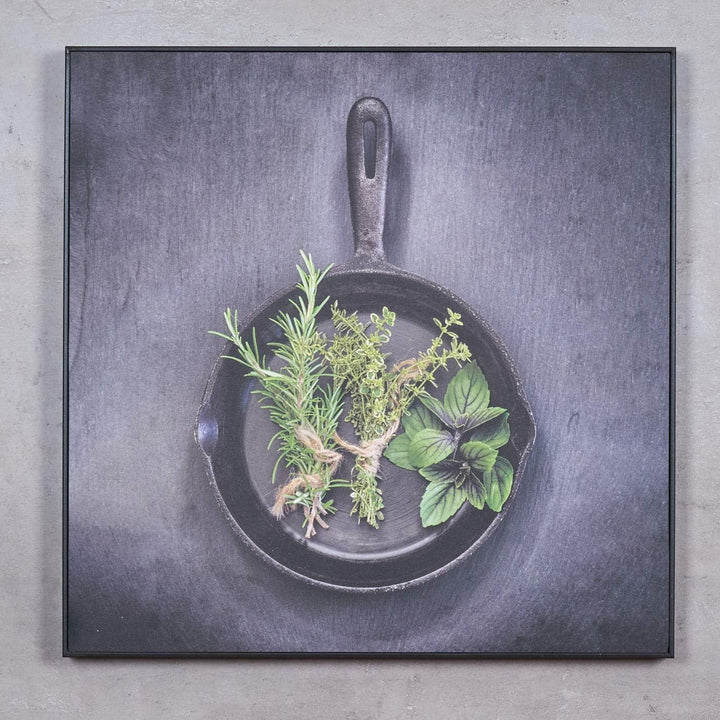 levandeo Wandbild 50x50cm PVC Rahmen Schwarz Küche Kräuter Kräuterpfanne Küchendeko Wanddeko Bild De