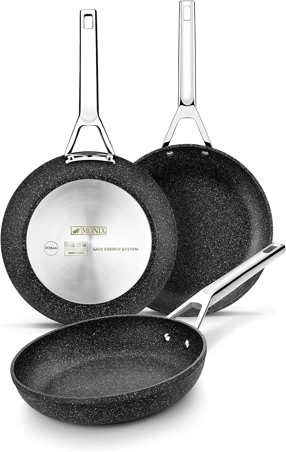 Monix Mineral - Pan 24 cm geschmiedetes Aluminium mit Antihaft, Steintyp, ohne PFOA, passende Indukt