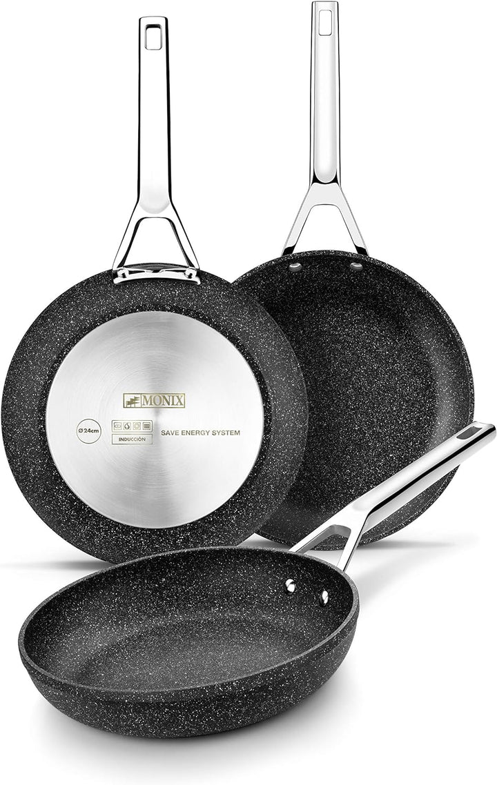 Monix Mineral - Pan 24 cm geschmiedetes Aluminium mit Antihaft, Steintyp, ohne PFOA, passende Indukt