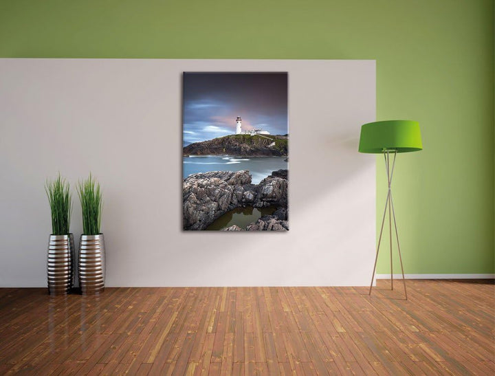 Leuchtturm im Meer, Format: 100x70 auf Leinwand, XXL riesige Bilder fertig gerahmt mit Keilrahmen, K